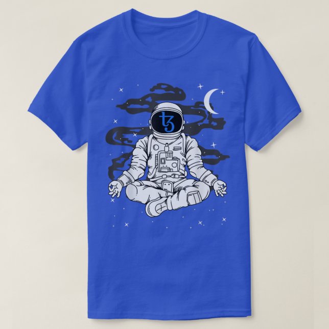 T-shirt Astronaut Yoga Tezos XTZ Coin To The Moon Crypto T (Design devant)