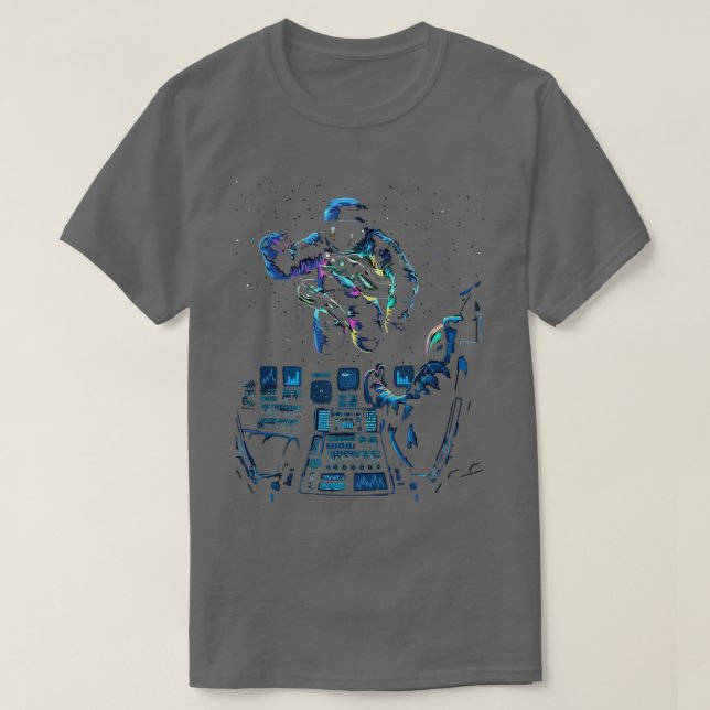 T-shirt astronaute abstrait coloré (Design devant)