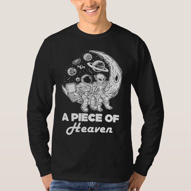 T-shirt Astronaute Alien Mangeant une Pizza sur la Lune Am (Devant)
