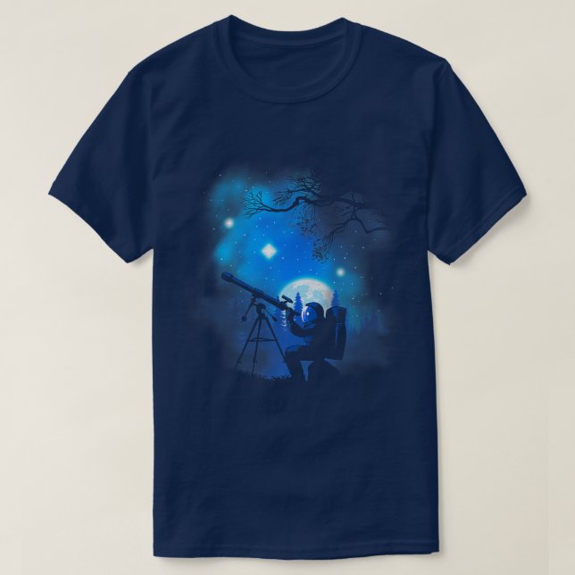 T-shirt astronaute astronome avec télescope (Design devant)