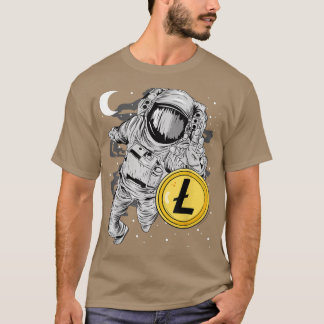 T-shirt Astronaute atteignant le LiteCoin LTC Coin vers la