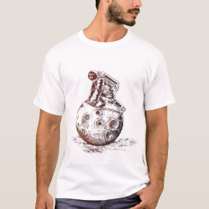 T-shirt astronaute au-dessus d'une illustration de lune
