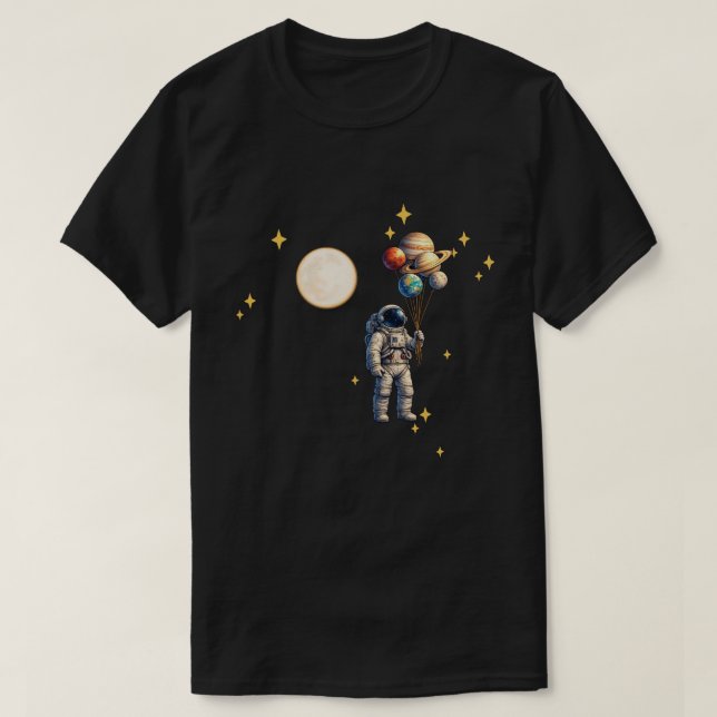 T-shirt Astronaute avec ballons de planètes | Création d'e (Design devant)