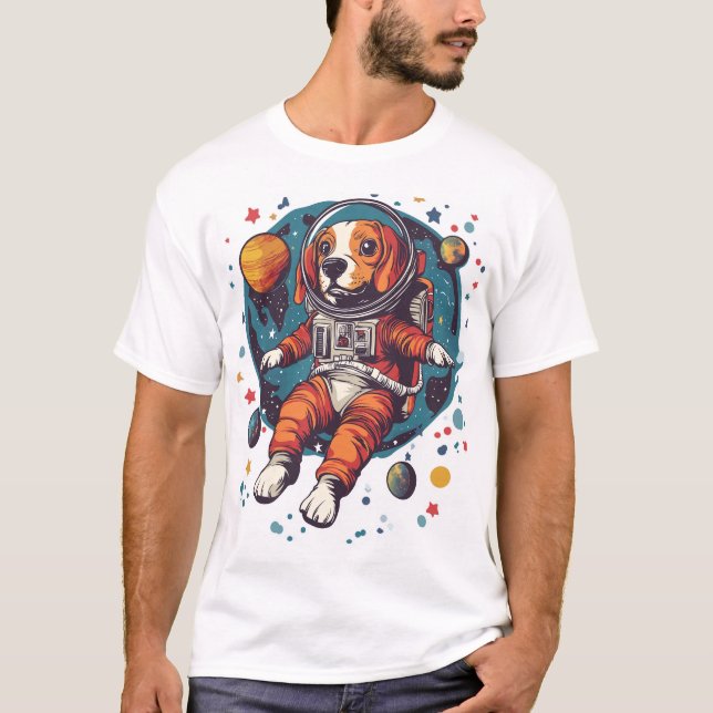 T-shirt Astronaute Beagle � Chien Explorateur Spatial (Devant)