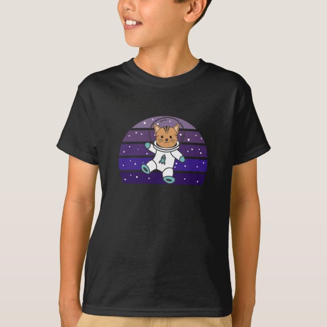 T-shirt Astronaute Chat Planète Terre Mars Espace (Devant)