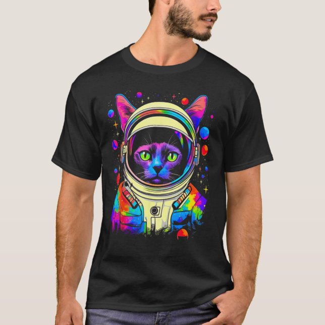 T-shirt Astronaute Chat Siamois (Devant)