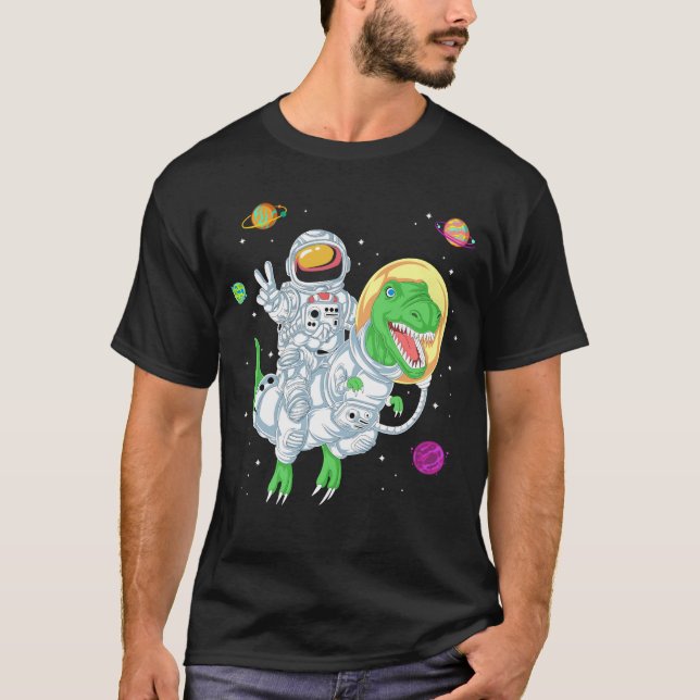 T-shirt astronaute chevauchant dinosaure (Devant)