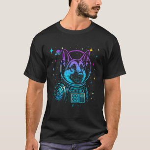 T-shirt Astronaute Coloré Berger Allemand Espace Galaxie F