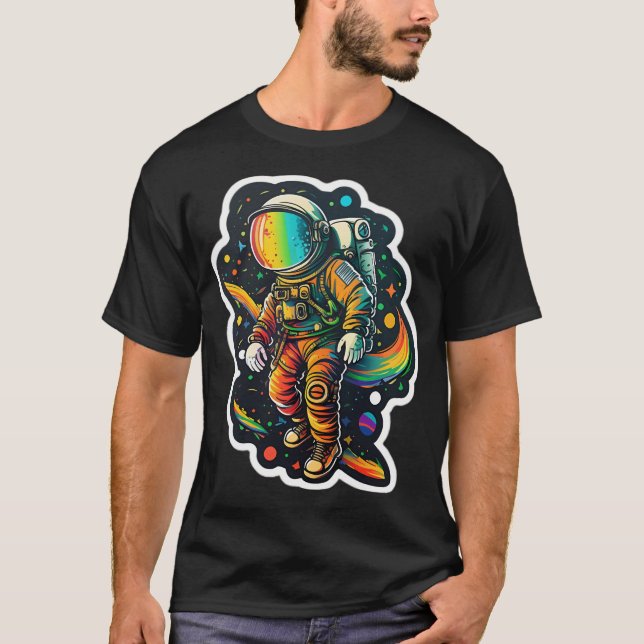 T-shirt Astronaute Coloré Dans L'Espace (Devant)