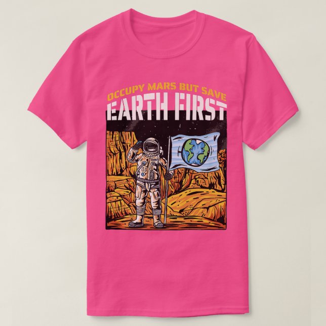 T-shirt Astronaute Comique Mars Terre Conception cosmique  (Design devant)