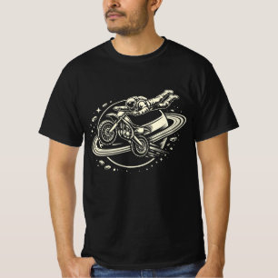 T-shirt Astronaute Conducteur de moto cross Saturne