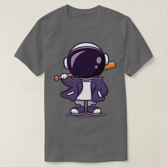 T-shirt Astronaute cool Avec Batte De Baseball Et Carto-Ve (Design devant)