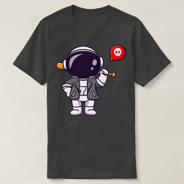 T-shirt Astronaute cool Avec Batte De Baseball Et Carto-Ve (Design devant)