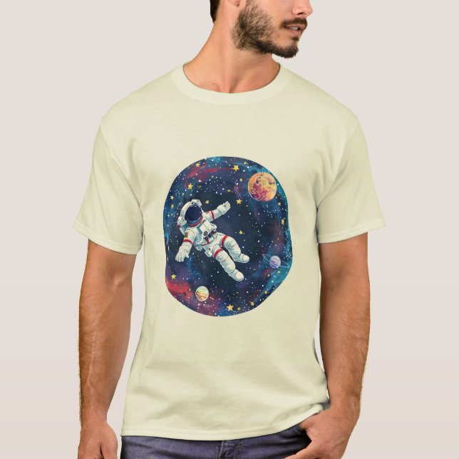 T-shirt Astronaute dans l'espace coloré (Devant)