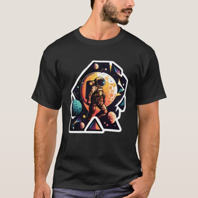 T-shirt Astronaute dans l'espace La planète d'onde esthéti (Devant)
