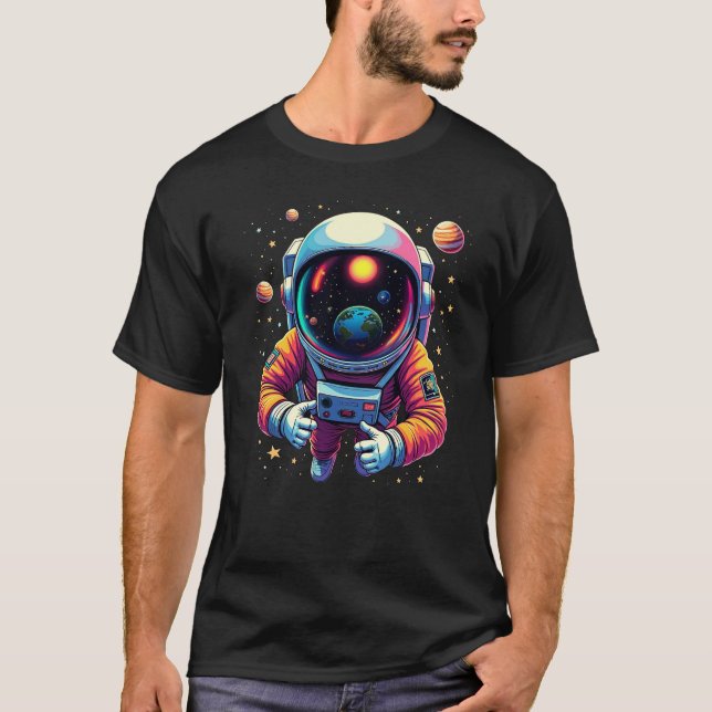 T-shirt Astronaute dans l'espace visuel de la Terre sur la (Devant)