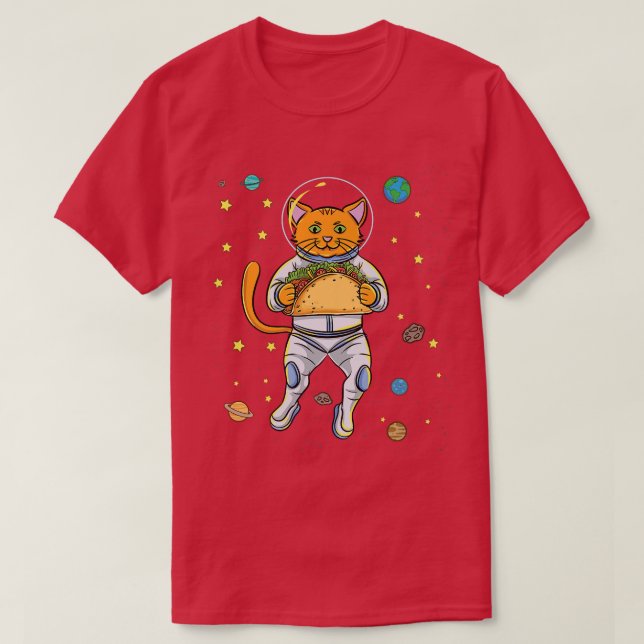 T-shirt Astronaute De Chat Avec Taco (Design devant)