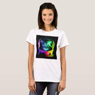 T-shirt astronaute de chat coloré