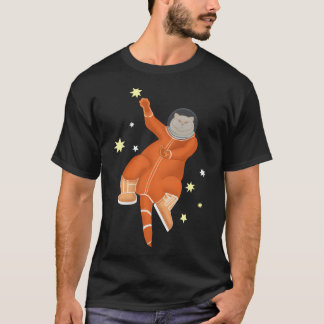 T-shirt Astronaute De Chat Dans Un Spacesuit Orange Au Sei