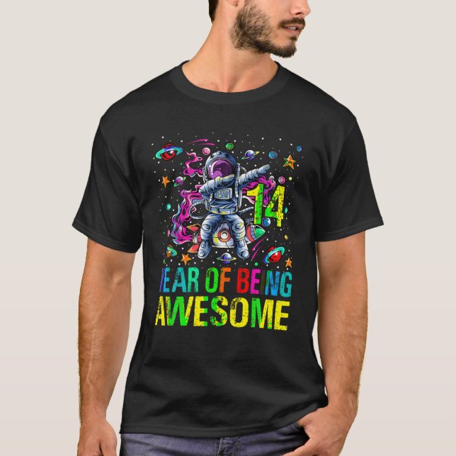 T-shirt Astronaute de Dabbing 14 ans Anniversaire Espace 1 (Devant)