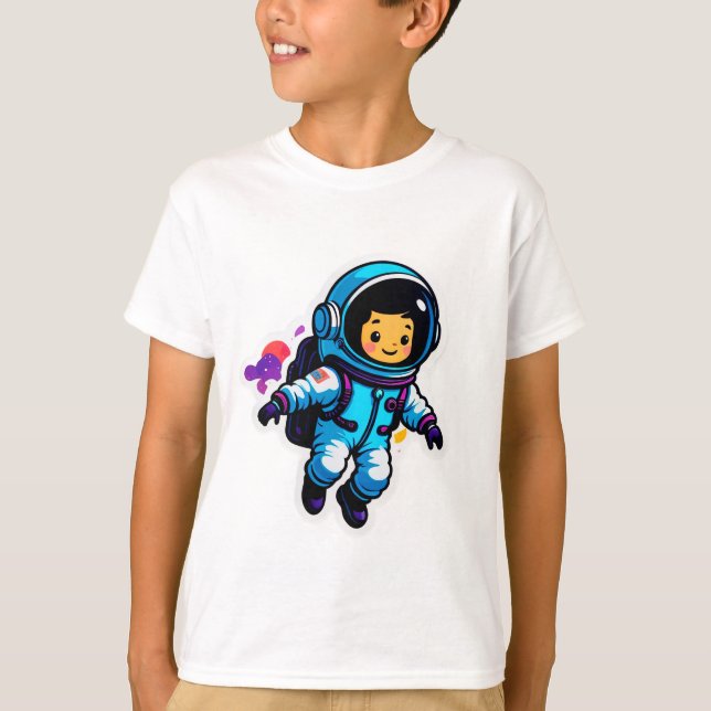 T-shirt Astronaute de dessin animé mignon (Devant)