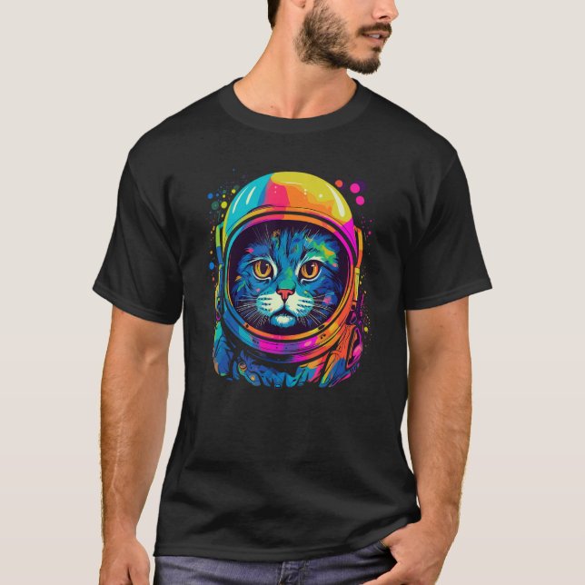 T-shirt Astronaute de l'espace Chat Hommes Femmes Chat spa (Devant)