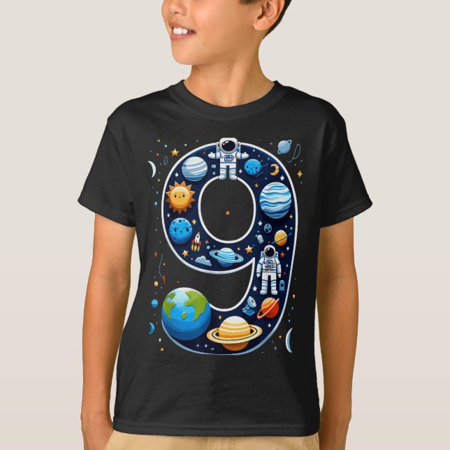 T-shirt Astronaute de l'espace extérieur de 9 ans pour les (Devant)