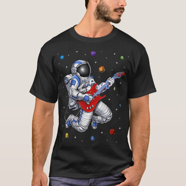 T-shirt Astronaute de l'espace jouant de la guitare (Devant)