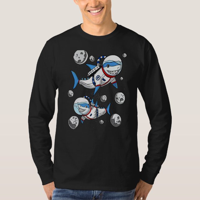 T-shirt Astronaute de l'espace requin Science-fiction cosm (Devant)