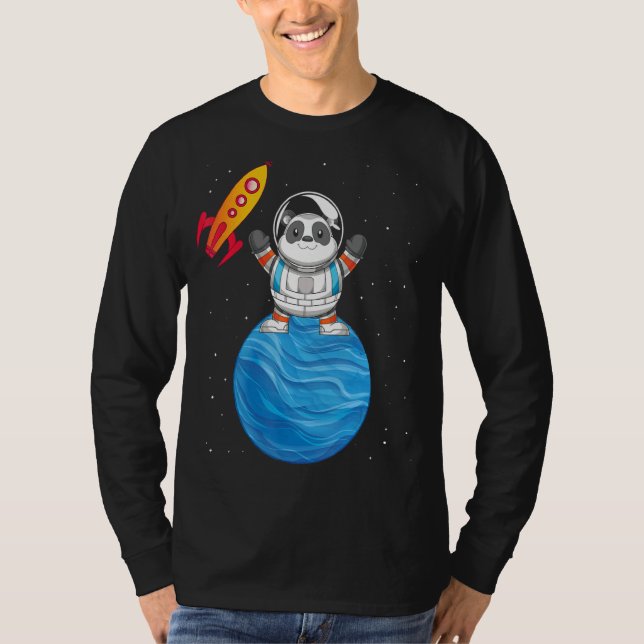 T-shirt Astronaute de Panda de voyage de l'espace animal c (Devant)