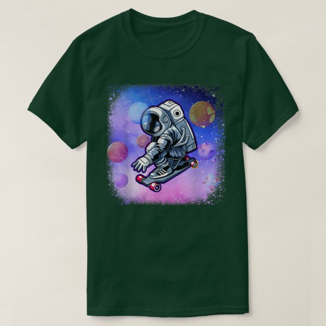 T-shirt Astronaute De Skateboard Dans L'Espace Skateboarde (Design devant)