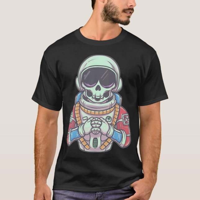 T-shirt Astronaute de squelette coloré (Devant)