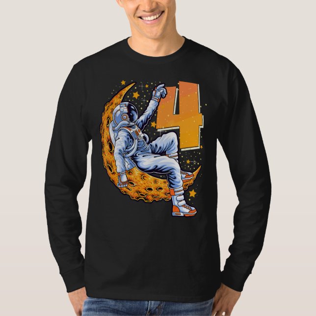 T-shirt Astronaute détendu 4e anniversaire garçon fille 4  (Devant)