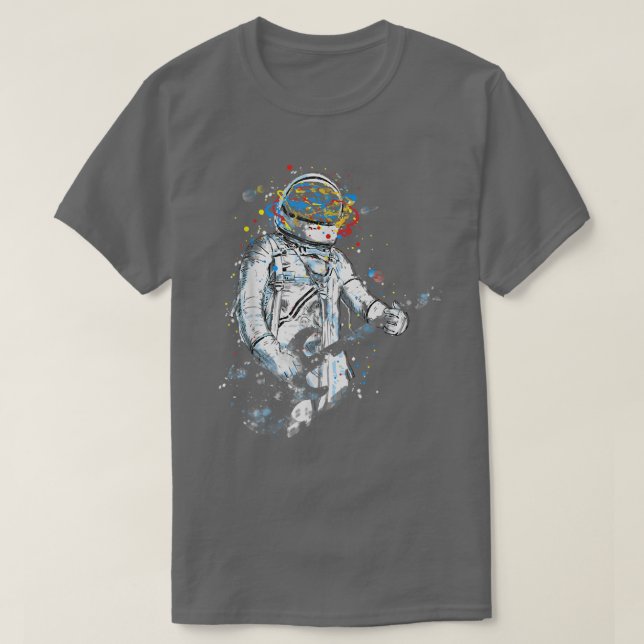 T-shirt Astronaute drôle jouant de la guitare basse dans l (Design devant)