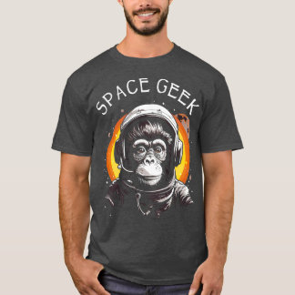 T-shirt Astronaute du singe Ape Chimp, Geek spatial vintag
