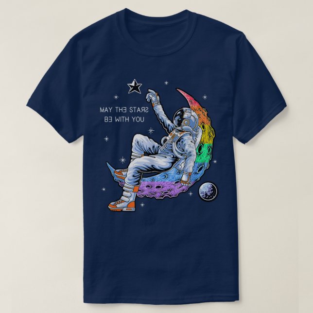 T-shirt Astronaute Fierté Espace Homme Sur La Lune LGBT+ (Design devant)