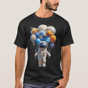 T-shirt Astronaute Flottant Dans Des Ballons D'espace Astr