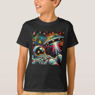 T-shirt Astronaute flottant dans l'espace avec une œuvre d