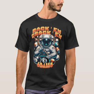 T-shirt Astronaute Jouant au Billard Amusant Joueur de Bil