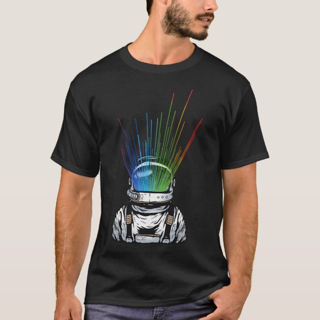 T-shirt Astronaute léger spatial - Rayons arc-en-ciel (Devant)