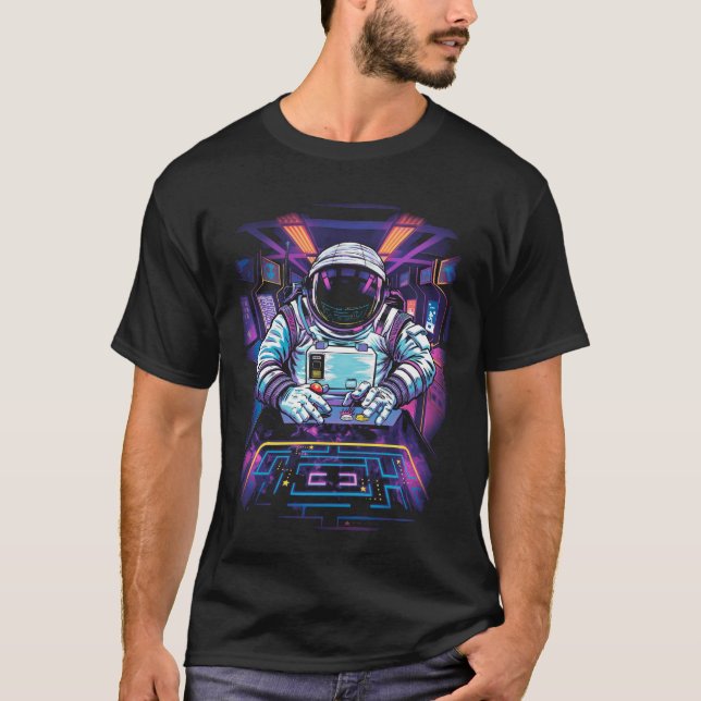 T-shirt Astronaute néon Graphisme d'exploration spatiale c (Devant)