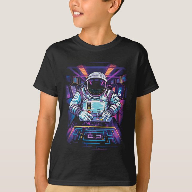 T-shirt Astronaute néon Graphisme Exploration spatiale cos (Devant)