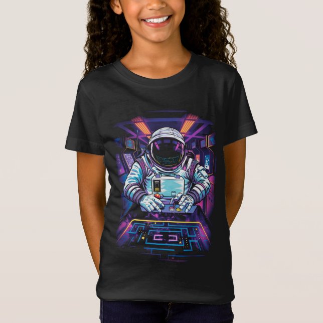 T-Shirt Astronaute néon Graphisme Exploration spatiale cos (Devant)