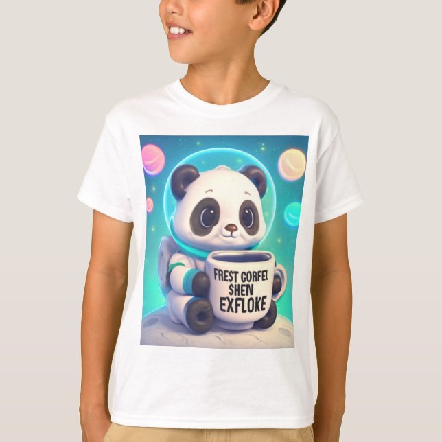 T-shirt Astronaute Panda de l'Espace au Café Pastel (Devant)