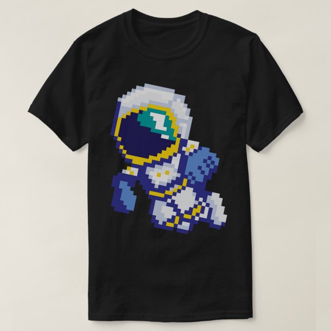 T-shirt Astronaute Pixel 8 Bits Galaxie Spatiale Science R (Design devant)