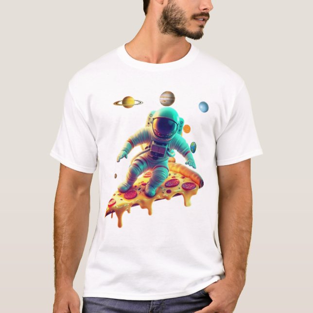 T-shirt Astronaute Pizza - Tee Graphique pour Amou (Devant)