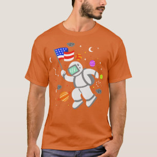T-shirt Astronaute Planètes du drapeau américain 1