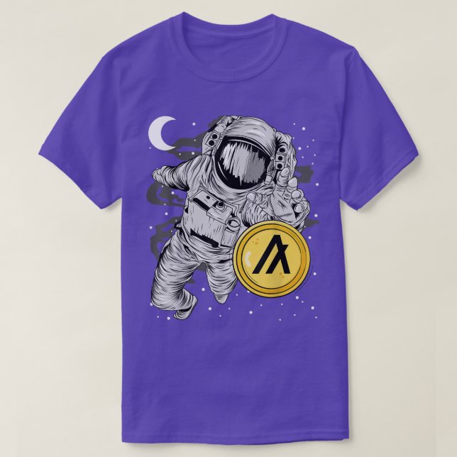 T-shirt Astronaute Reaching Algorand ALGO Coin To The Moon (Design devant)