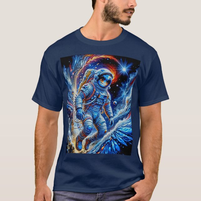 T-shirt Astronaute rouge, blanc et bleu (Devant)