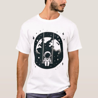 T-shirt astronaute se balançant dans l'espace terrestre